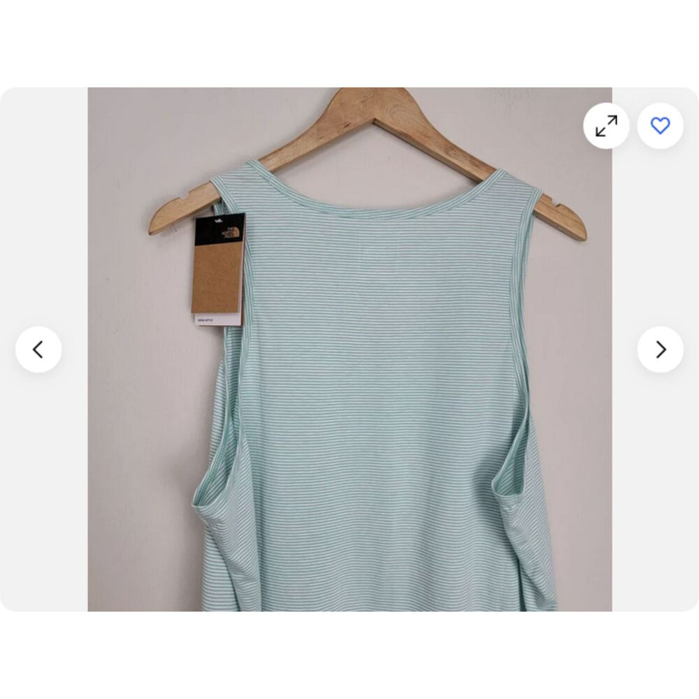 The North Face Green White Striped Athletic Leisure Sleeveless Tank Top (NWT) - Picture 4 of 5